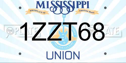 1ZZT68 Mississippi License Plate
