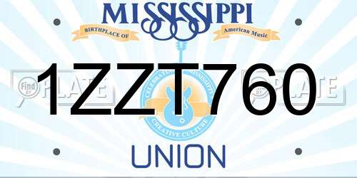 1ZZT760 Mississippi License Plate