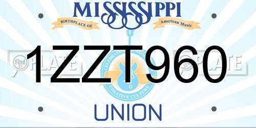 1ZZT960 Mississippi License Plate