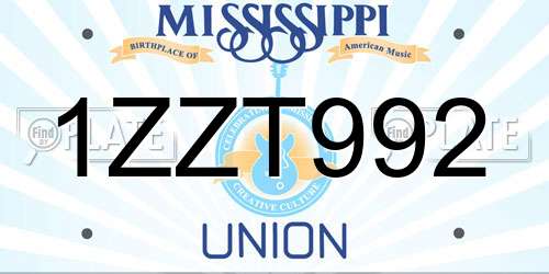 1ZZT992 Mississippi License Plate
