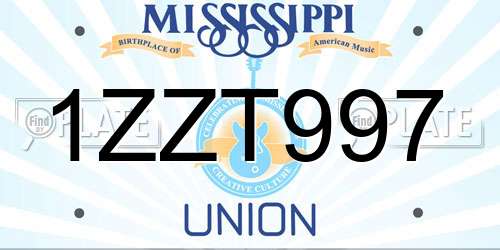 1ZZT997 Mississippi License Plate