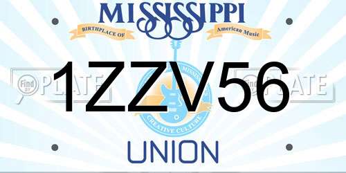 1ZZV56 Mississippi License Plate