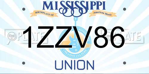 1ZZV86 Mississippi License Plate