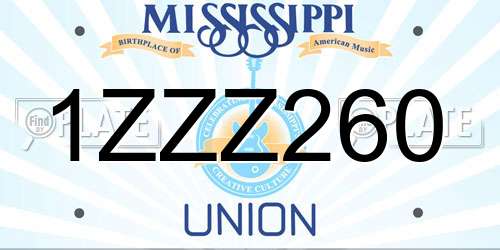 1ZZZ260 Mississippi License Plate