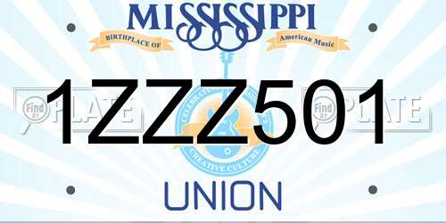 1ZZZ501 Mississippi License Plate