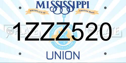 1ZZZ520 Mississippi License Plate