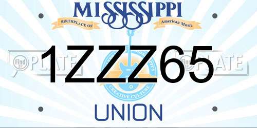 1ZZZ65 Mississippi License Plate