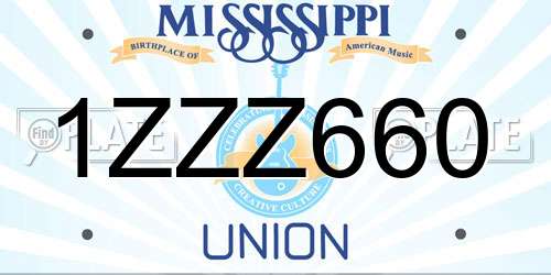 1ZZZ660 Mississippi License Plate