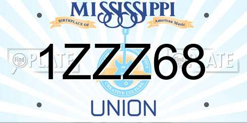 1ZZZ68 Mississippi License Plate