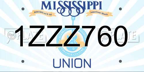 1ZZZ760 Mississippi License Plate