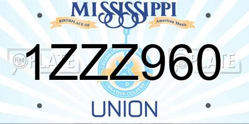 1ZZZ960 Mississippi License Plate
