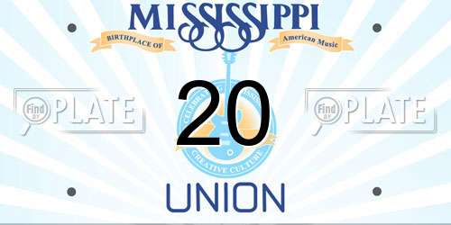 20 Mississippi License Plate