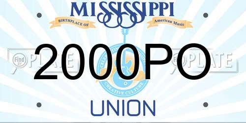 2000PO Mississippi License Plate