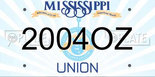 2004OZ Mississippi License Plate