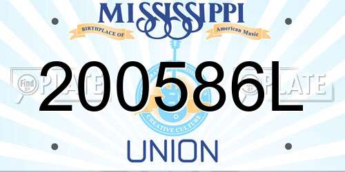 200586L Mississippi License Plate