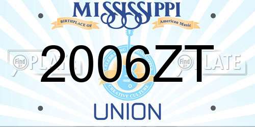 2006ZT Mississippi License Plate