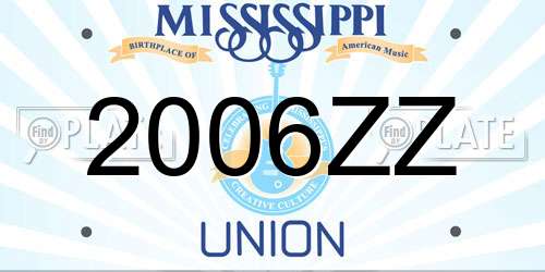2006ZZ Mississippi License Plate