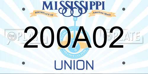 200A02 Mississippi License Plate