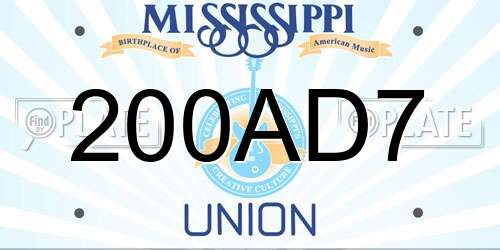 200AD7 Mississippi License Plate