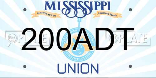 200ADT Mississippi License Plate