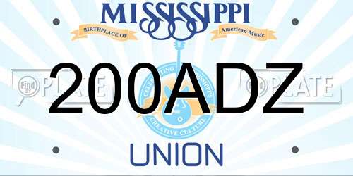 200ADZ Mississippi License Plate