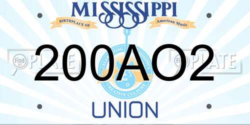 200AO2 Mississippi License Plate