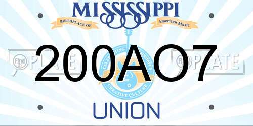 200AO7 Mississippi License Plate