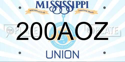 200AOZ Mississippi License Plate