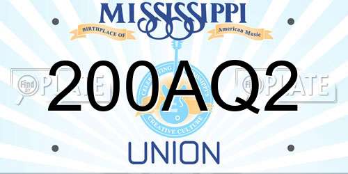 200AQ2 Mississippi License Plate