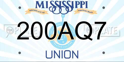 200AQ7 Mississippi License Plate