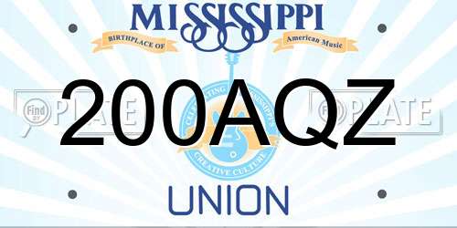 200AQZ Mississippi License Plate