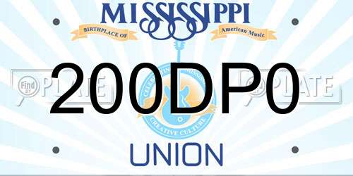 200DP0 Mississippi License Plate