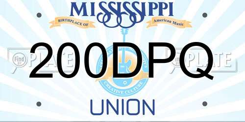 200DPQ Mississippi License Plate