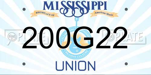 200G22 Mississippi License Plate