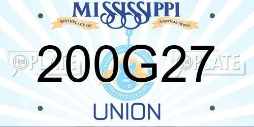 200G27 Mississippi License Plate