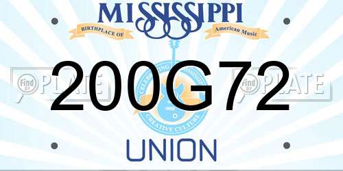 200G72 Mississippi License Plate