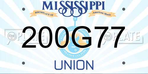 200G77 Mississippi License Plate