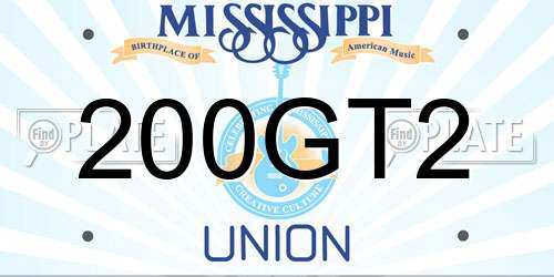 200GT2 Mississippi License Plate