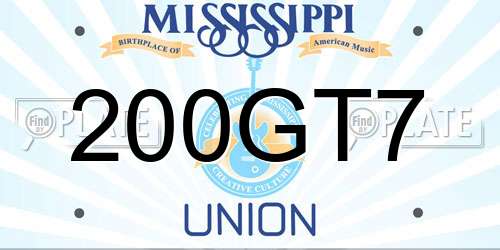 200GT7 Mississippi License Plate