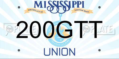200GTT Mississippi License Plate