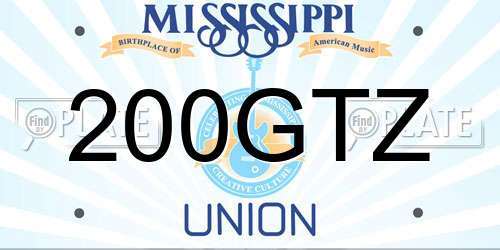200GTZ Mississippi License Plate