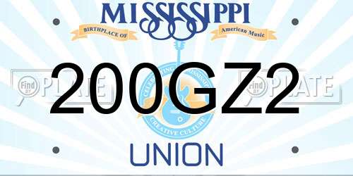 200GZ2 Mississippi License Plate
