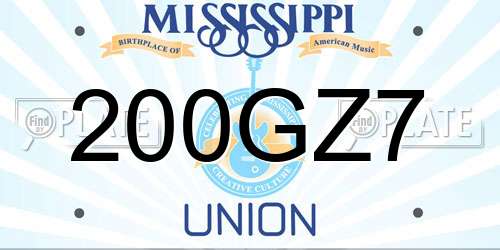 200GZ7 Mississippi License Plate