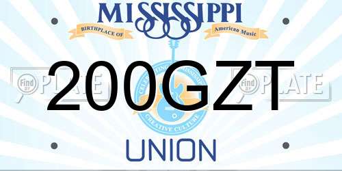 200GZT Mississippi License Plate