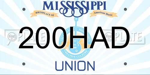 200HAD Mississippi License Plate