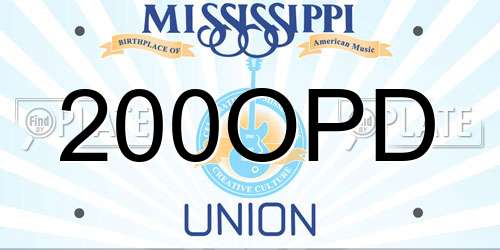 200OPD Mississippi License Plate