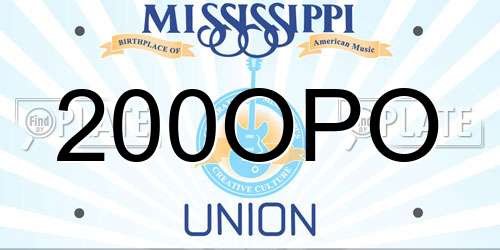 200OPO Mississippi License Plate