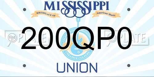 200QP0 Mississippi License Plate