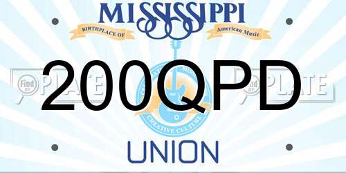 200QPD Mississippi License Plate