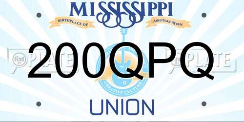 200QPQ Mississippi License Plate